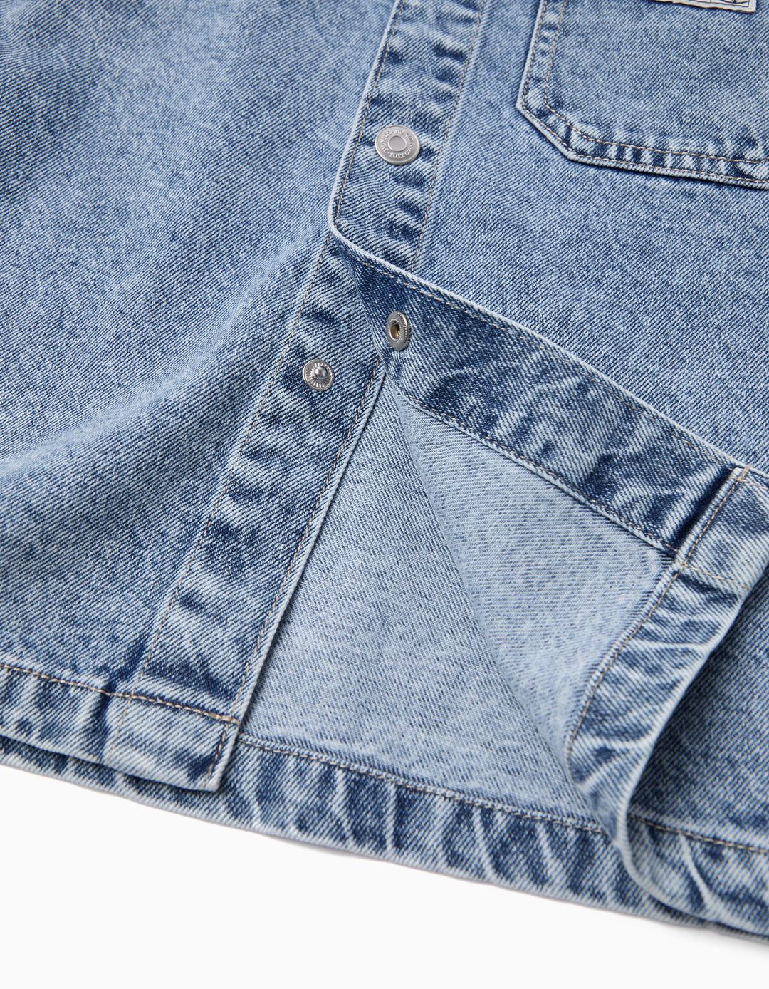 Sobrecamisa de Ganga com Capuz, Menino, Azul Claro