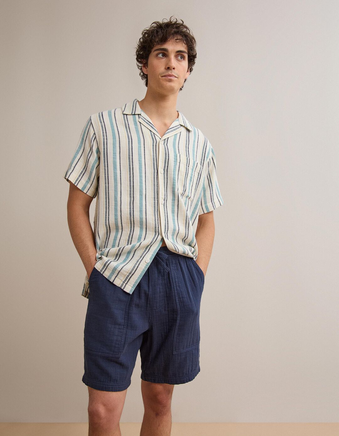 Camisa Riscas, Homem, Azul