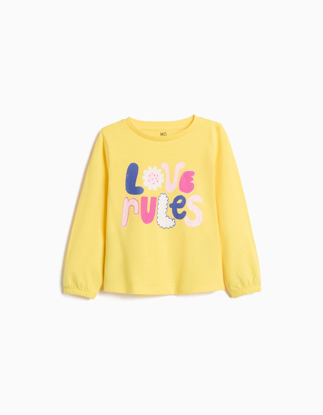 T-shirt Estampada Manga Comprida, Menina, Amarelo