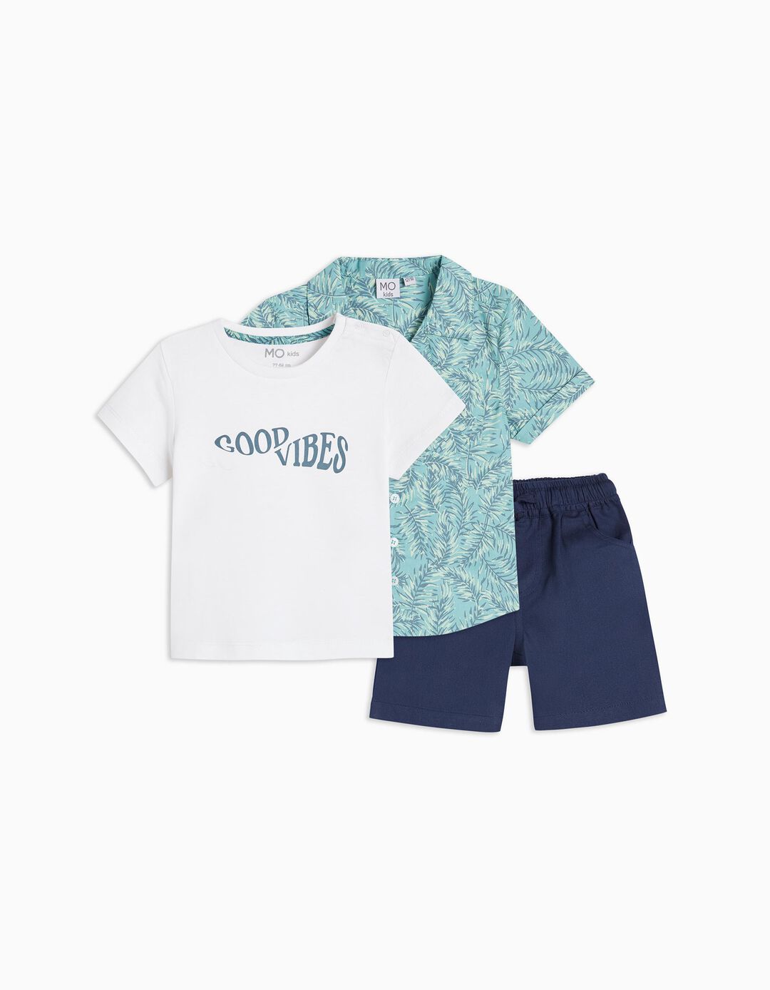 Shirt + T-shirt + Shorts Set, Baby Boys, Multicolour