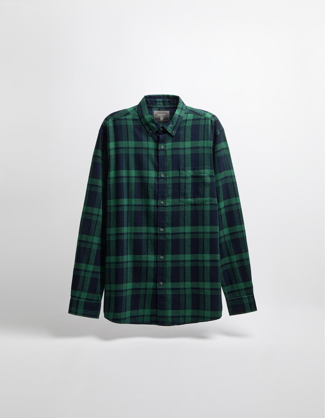 Camisa de Manga Comprida Xadrez Flanela, Homem, Verde Escuro