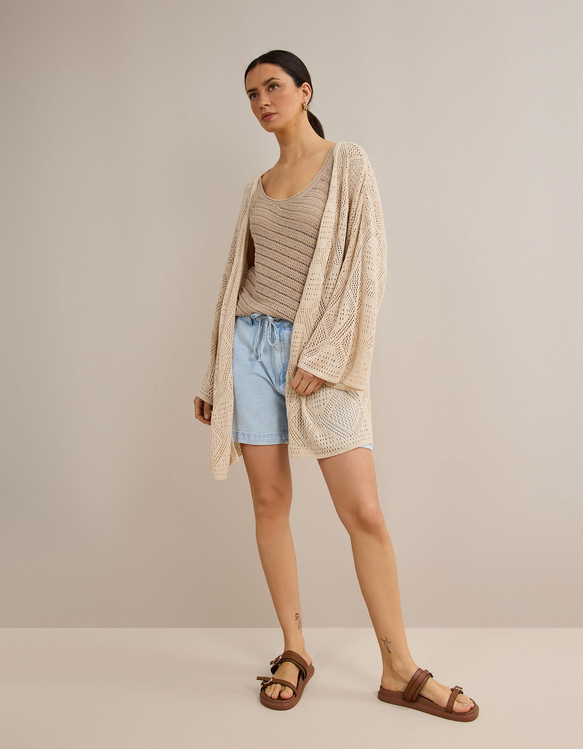 Comprar Online Casaco Kimono, Mulher, Bege Claro