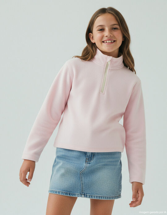 Comprar Online Camisola Polar com Fecho, Menina, Rosa Claro