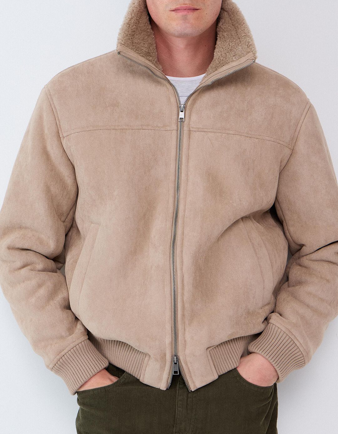 Casaco De Pele Shearling, Homem, Bege