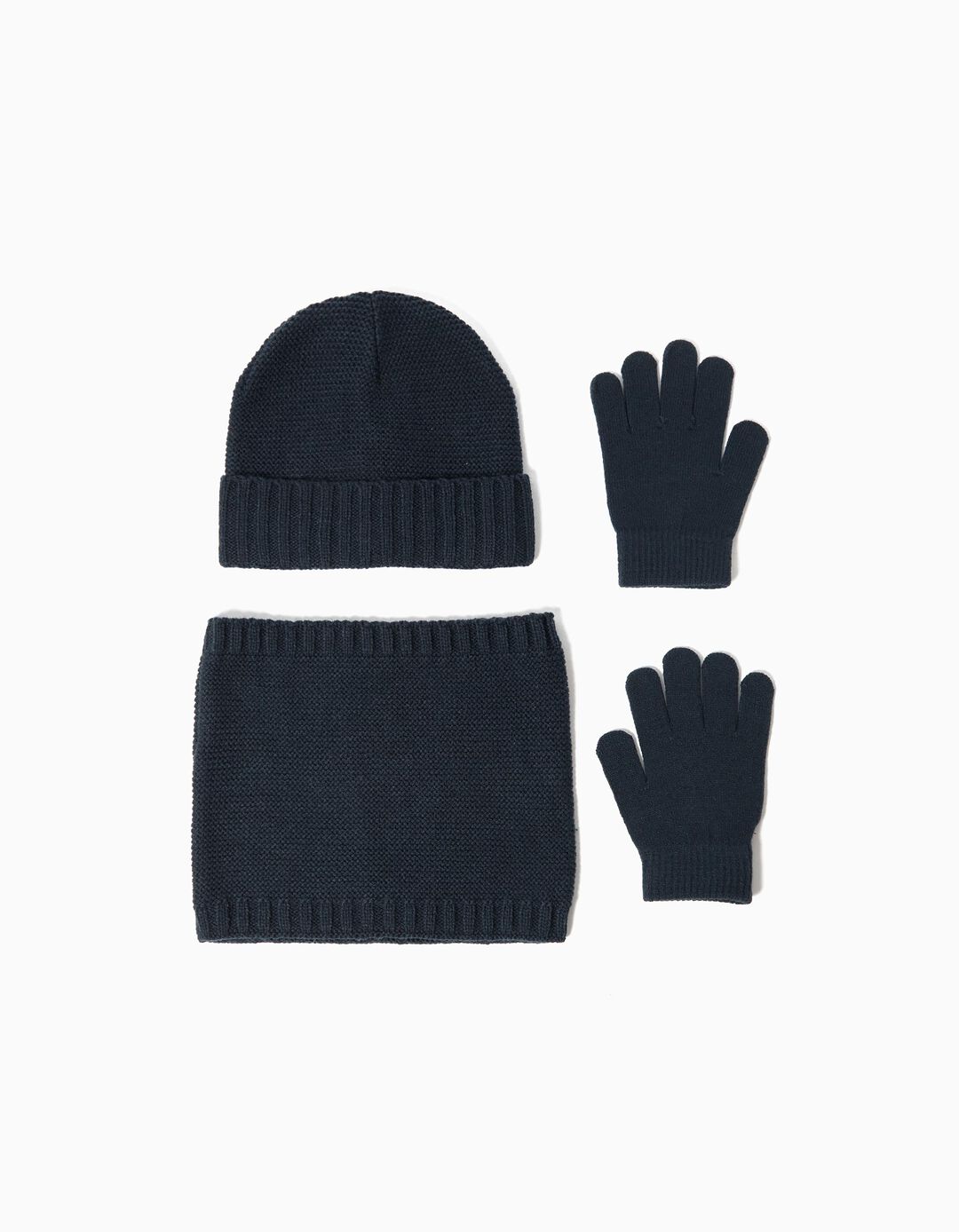 Conjunto Gorro, Gola e Luvas, Menino, Azul Escuro