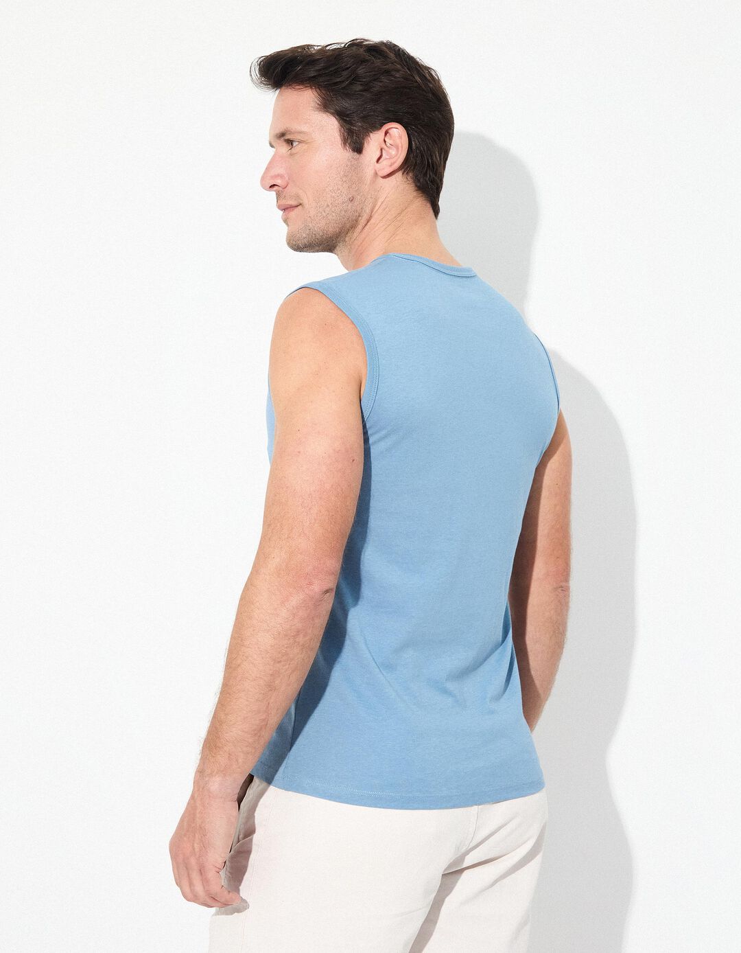 T-shirt sem mangas, Homem, Azul