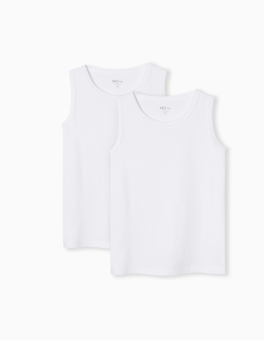2 Sleeveless Underwear T-shirts Pack, Boys, White