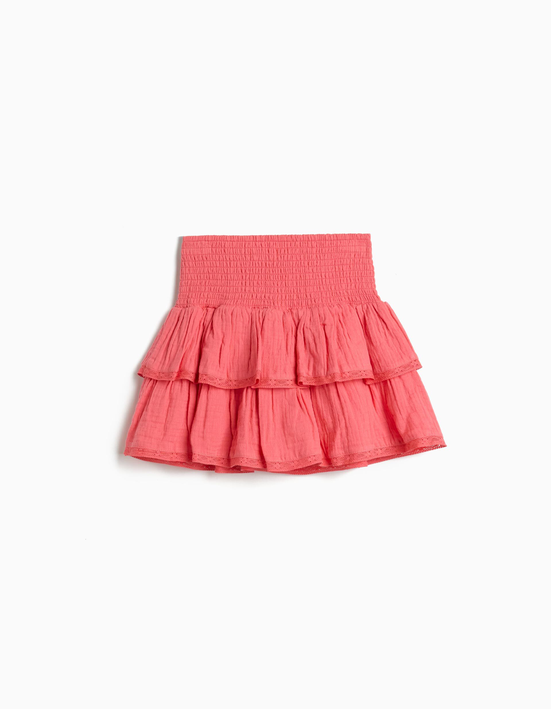 Comprar Online Saia com Folhos, Menina, Rosa Escuro