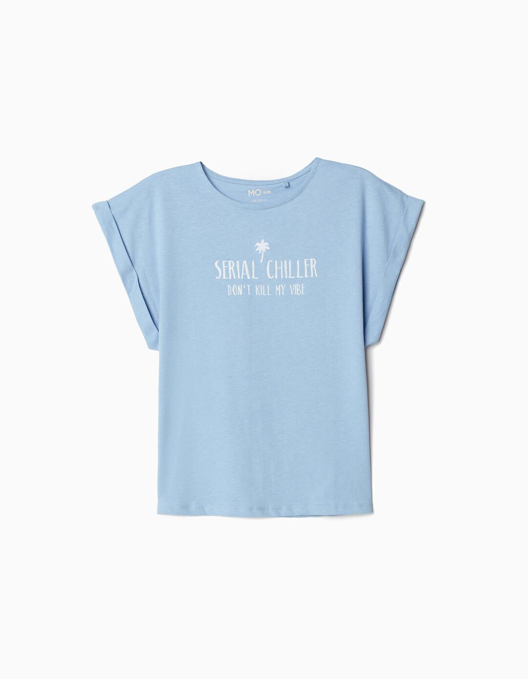 T-shirt Slub, Menina, Azul Claro