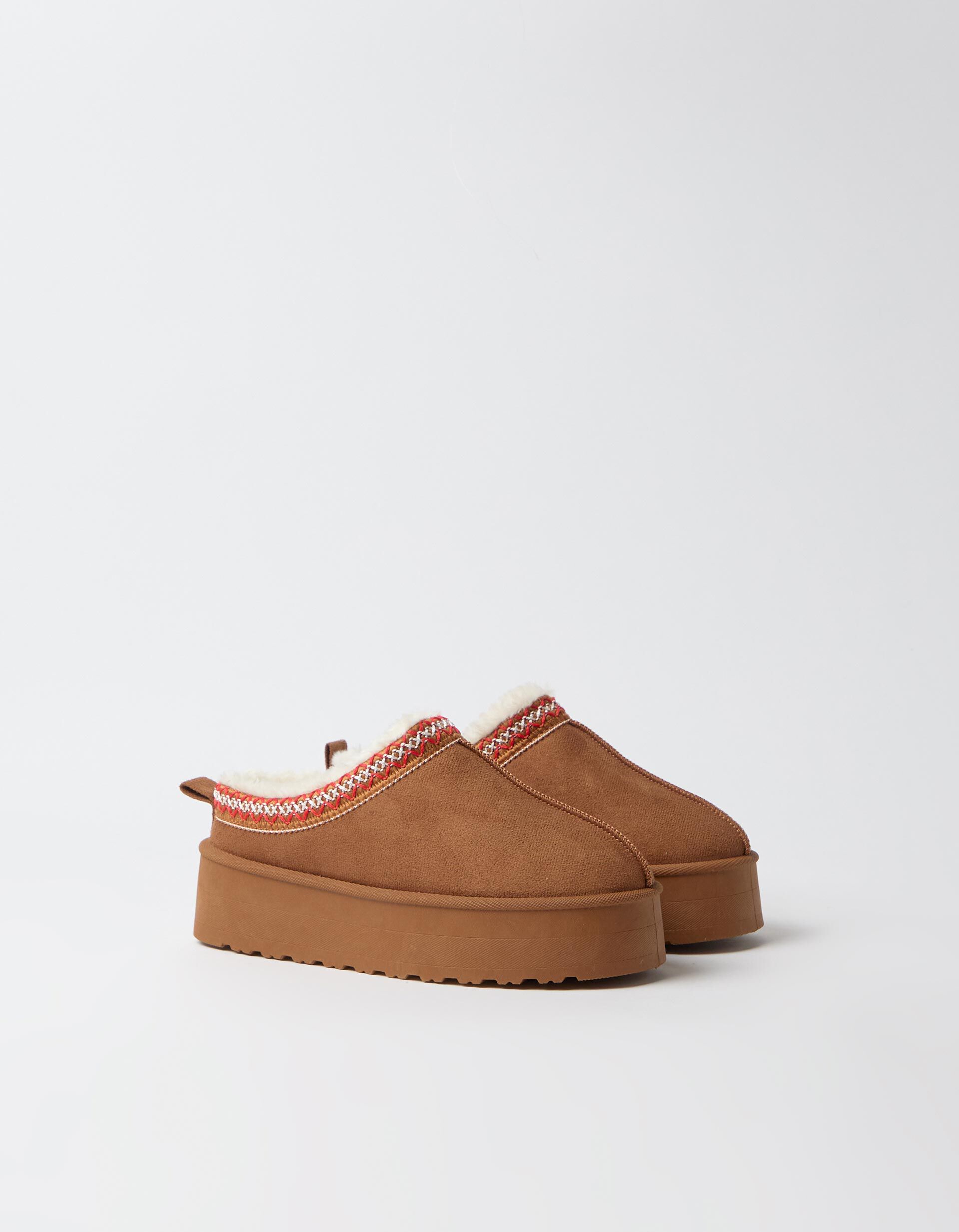Comprar Online Pantufas Com Plataforma, Mulher, Bege 