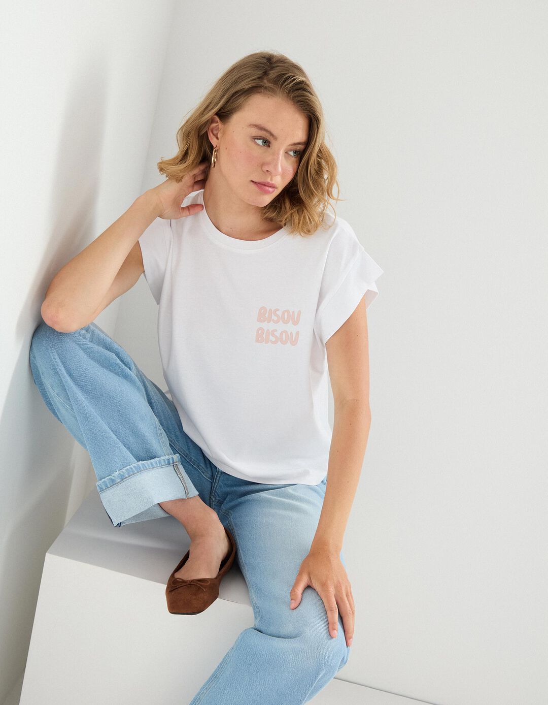 T-shirt Print, Mulher, Branco