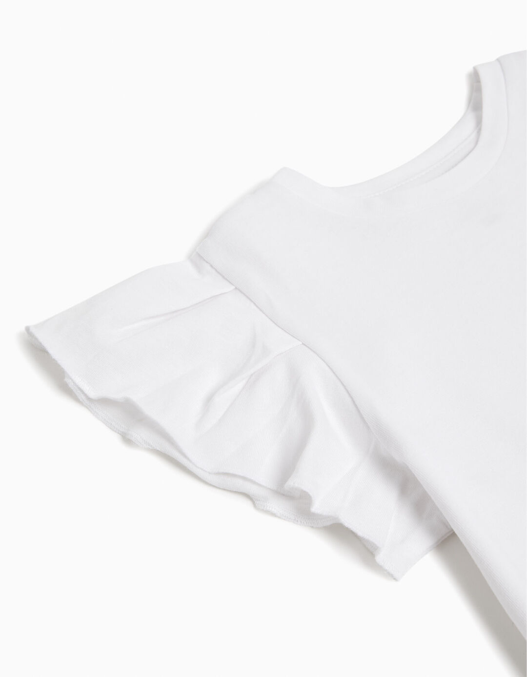 Ruffled T-shirt, Girl, White