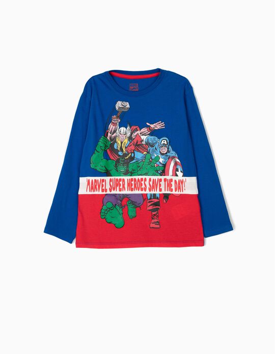 T-shirt Manga Comprida para Menino 'Marvel', Azul