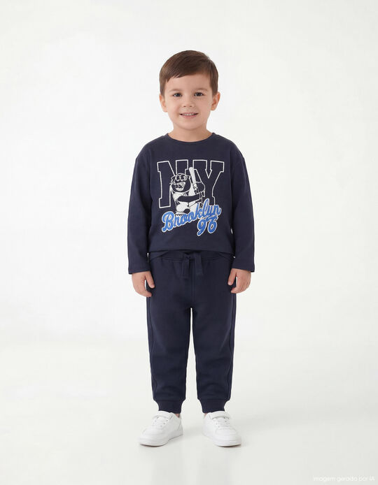 Comprar Online T-shirt de Manga Comprida, Menino, Azul Escuro