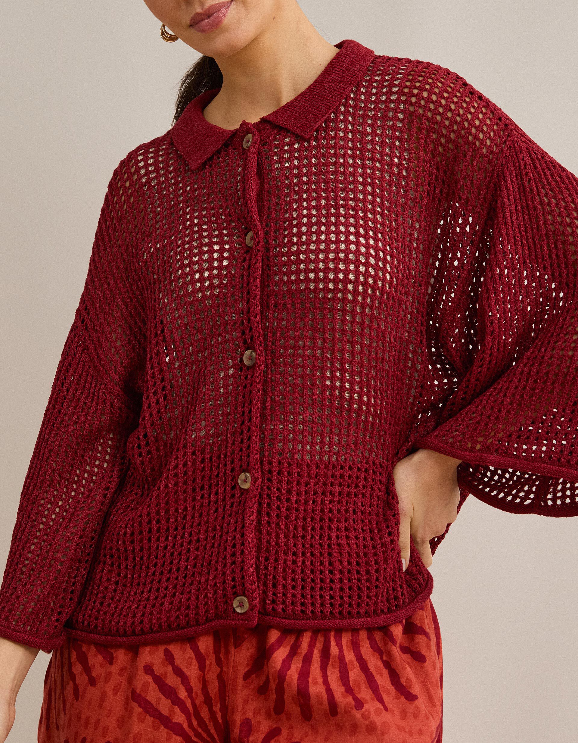 Comprar Online Camisa Tricotada, Mulher, Vermelho Escuro
