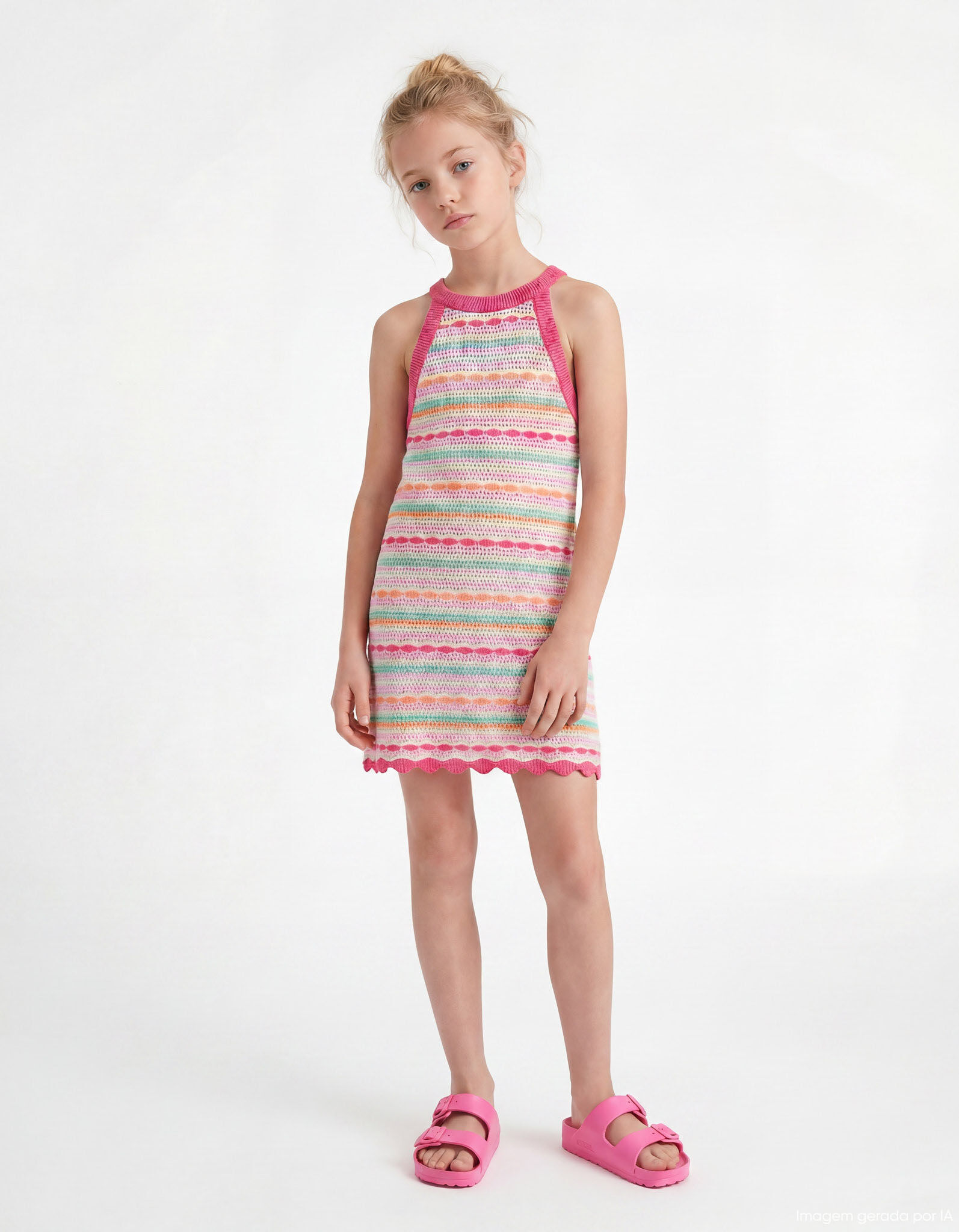 Vestido Crochet, Menina, Rosa