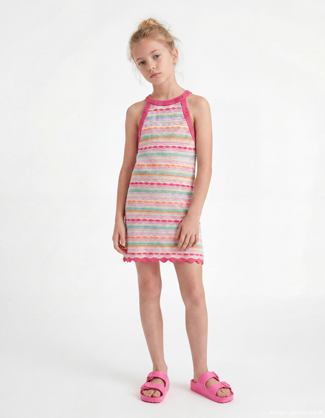 Vestido Crochet, Menina, Rosa