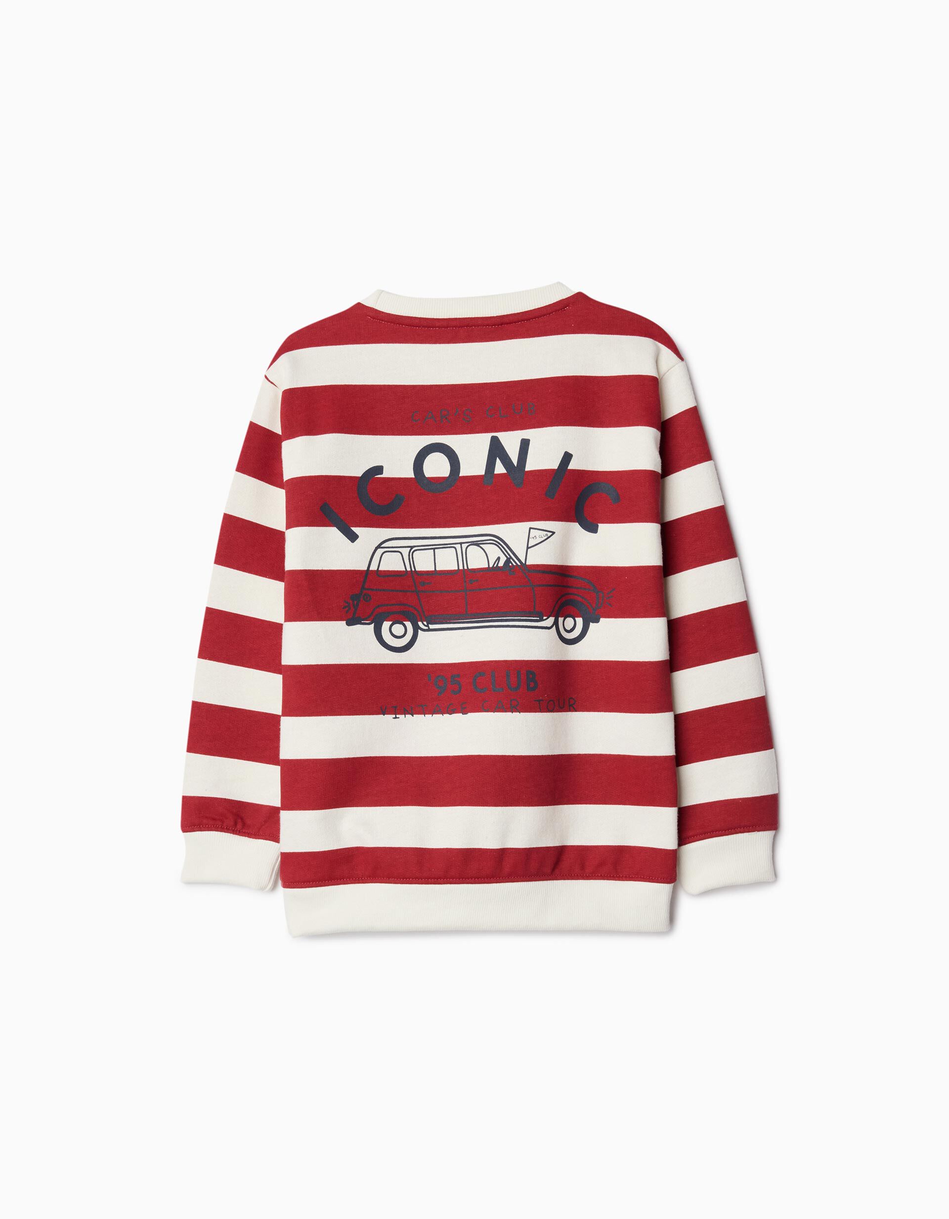 Comprar Online Sweatshirt Fleece Riscas, Menino, Vermelho Escuro