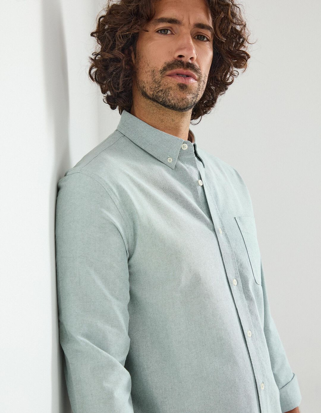Camisa de Manga Comprida Oxford, Homem, Verde