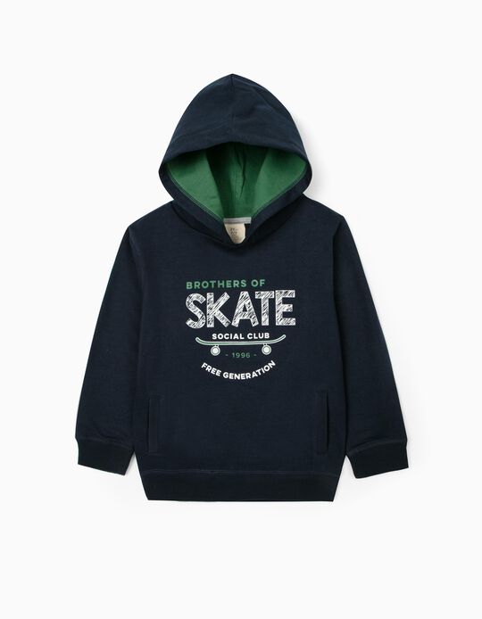 Sweatshirt com Capuz para Menino 'Skate', Azul Escuro