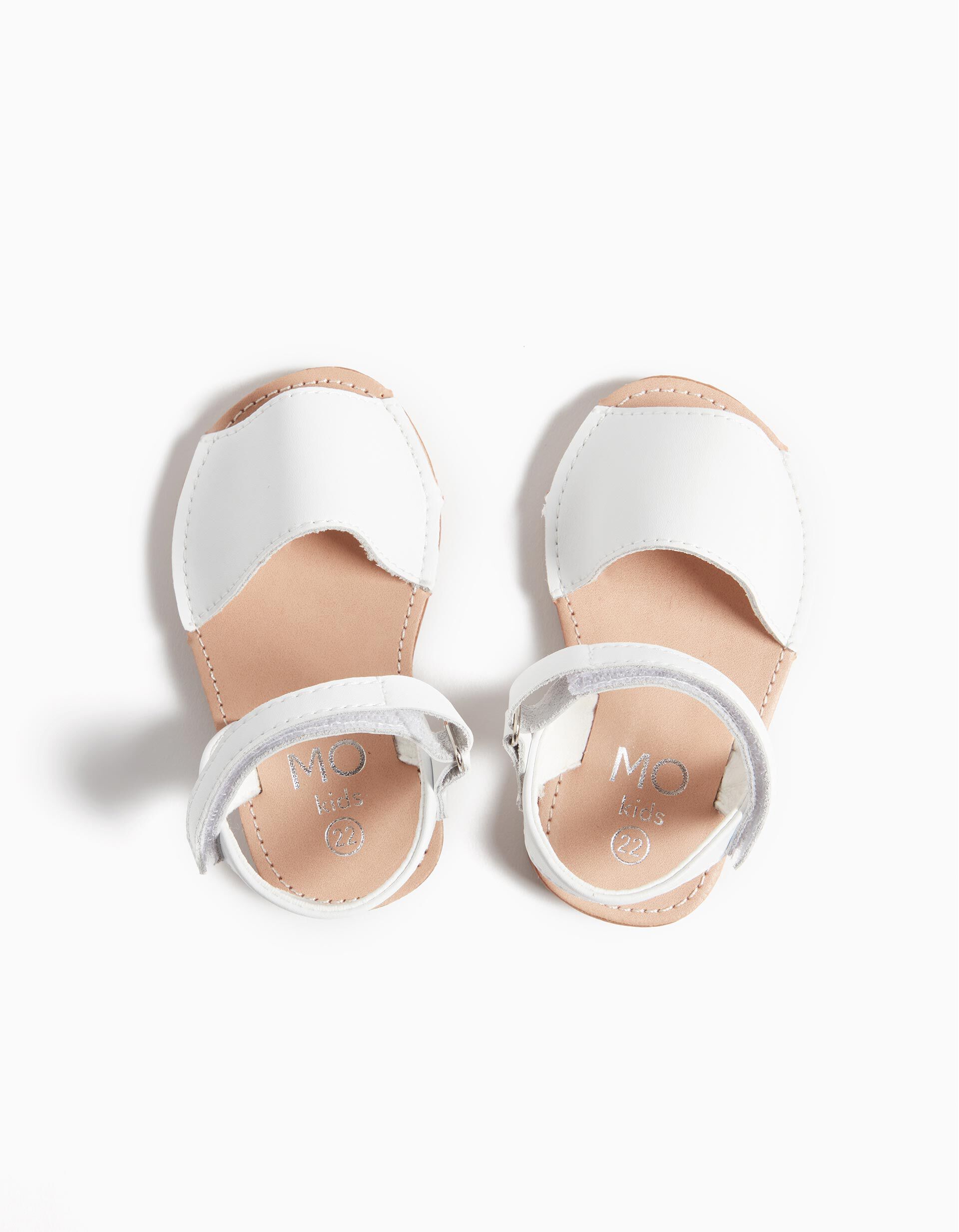 Leather Sandals, Baby Girls, White MO Online