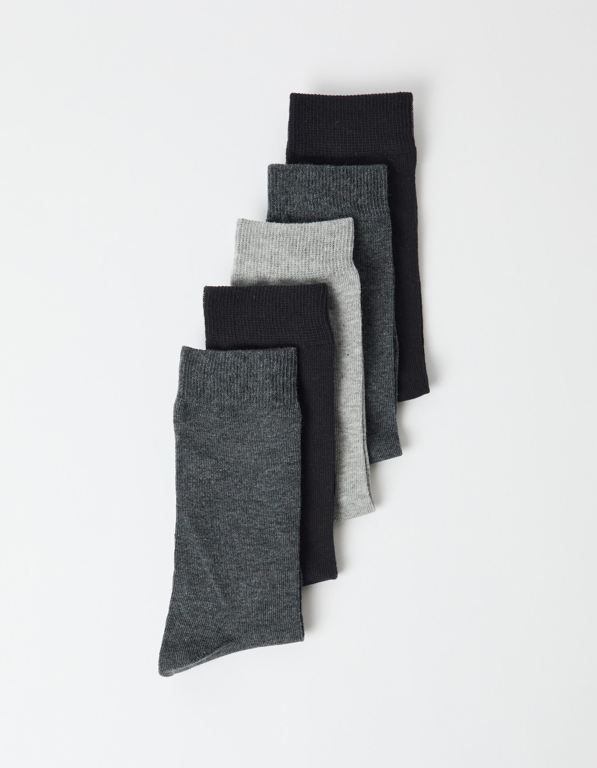 Comprar Online Pack 5 Pares de Meias Lisas, Homem, Cinzento Escuro