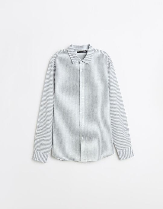 Comprar Online Camisa Riscas com Linho, Homem, Branco