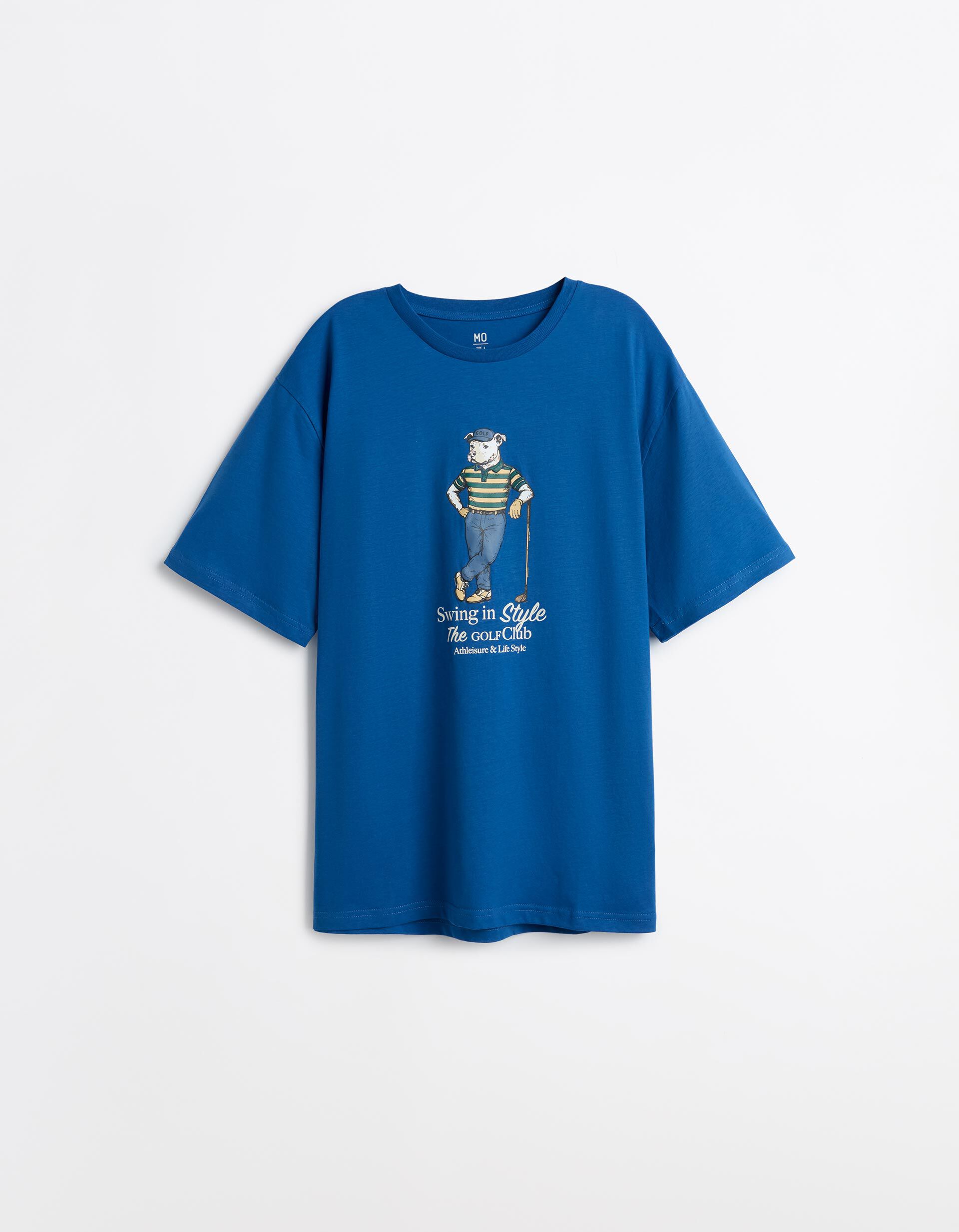 Comprar Online T-shirt Jersey Estampada, Homem, Azul Escuro