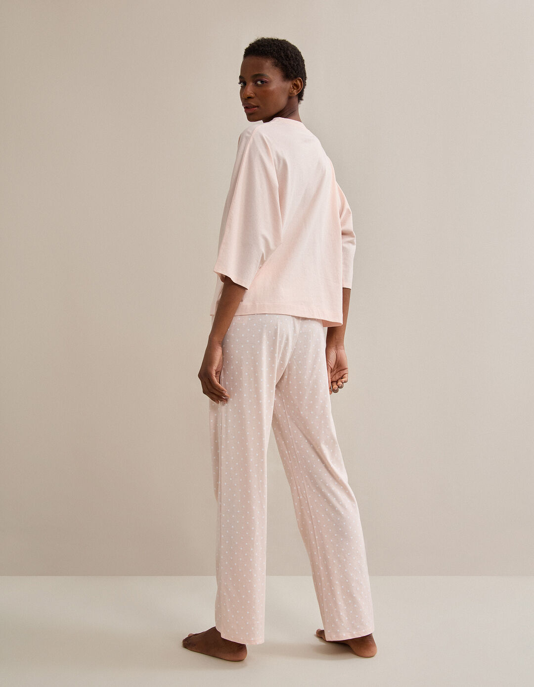 Pijama com Bolinhas, Mulher, Rosa Claro