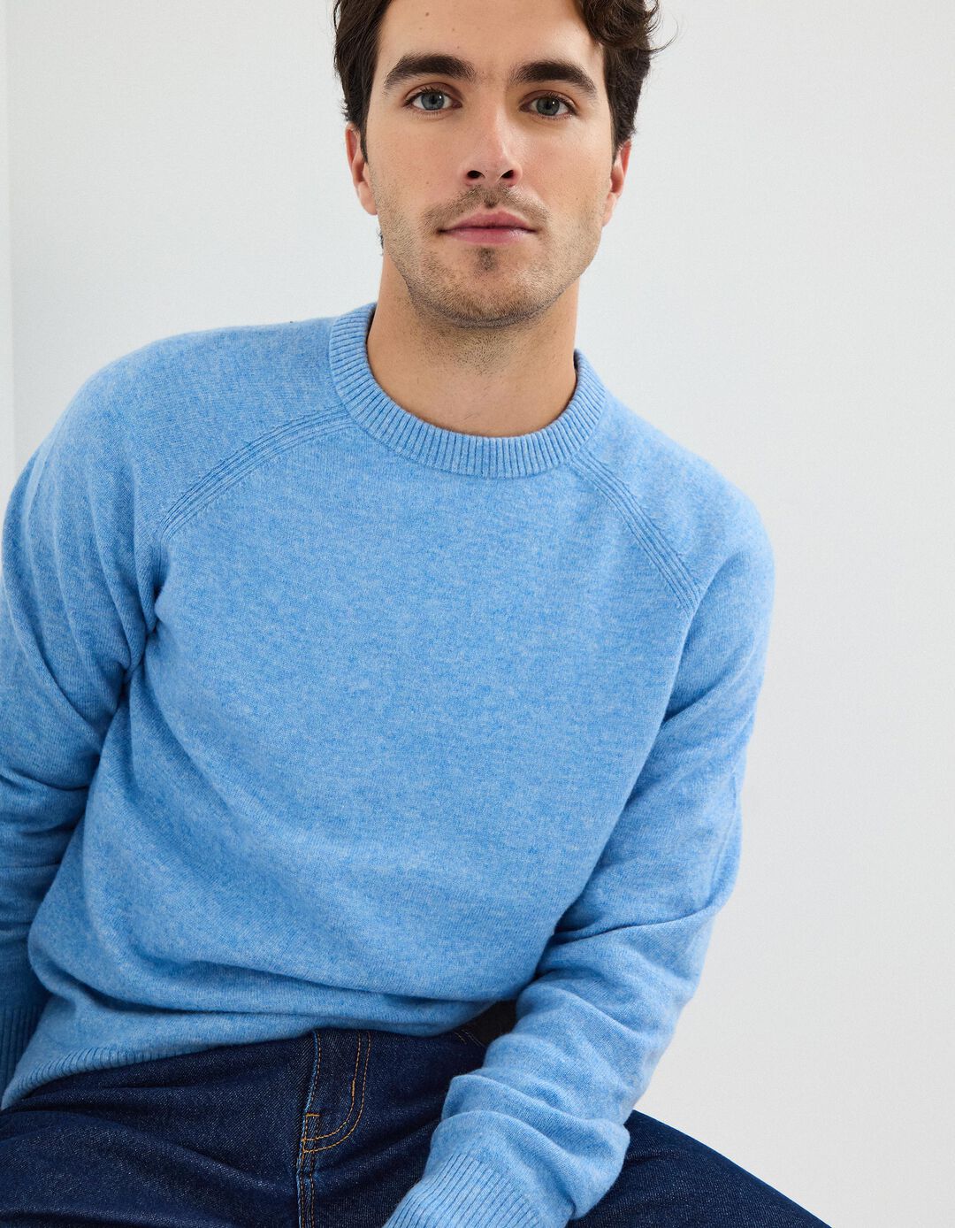 Camisola de Malha, Homem, Azul Claro