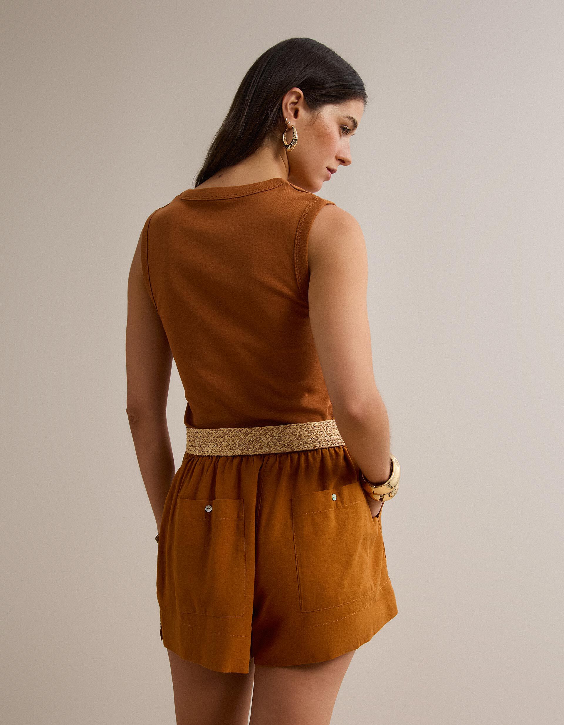 Comprar Online Top Canelado, Mulher, Castanho Claro