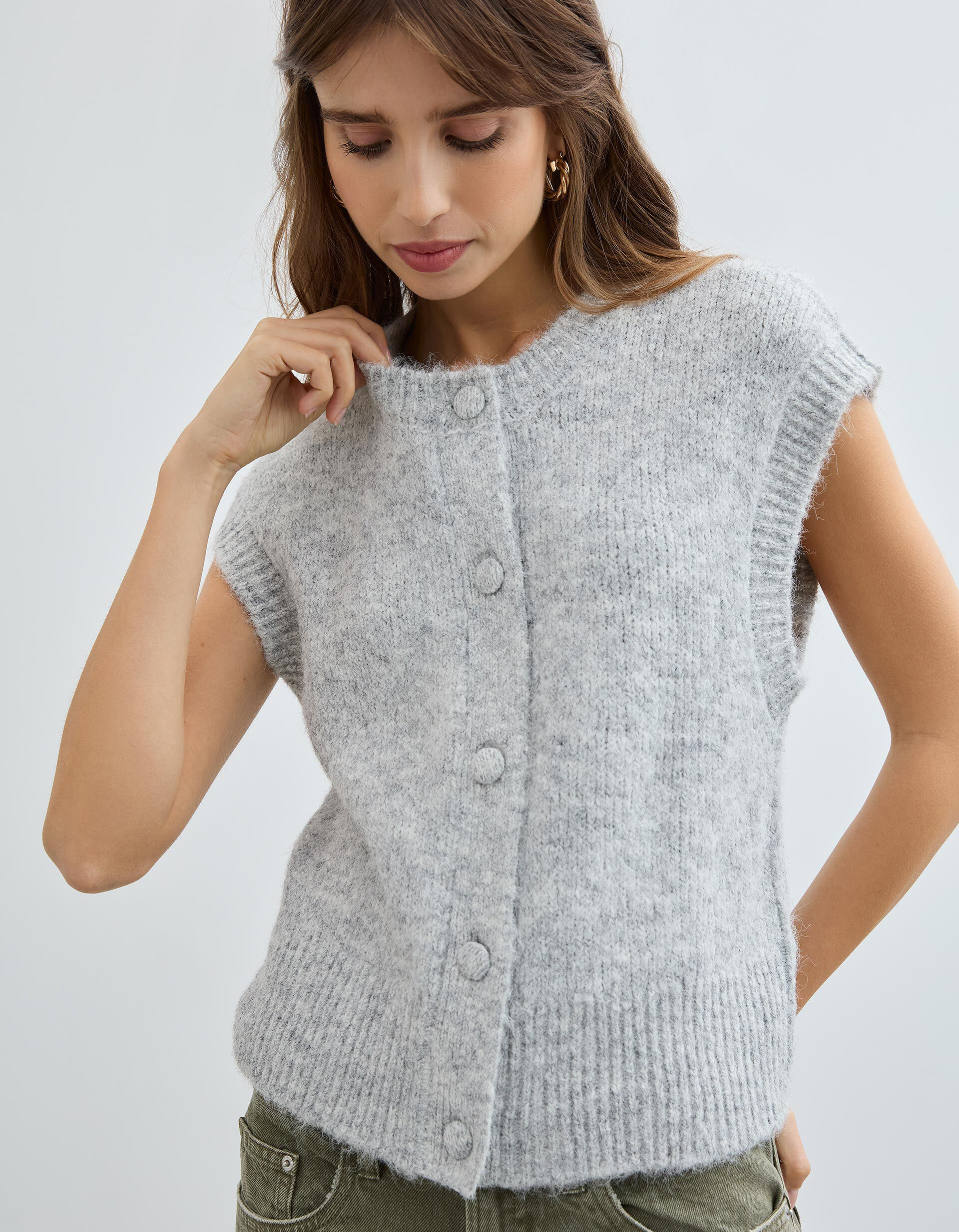 Comprar Online Colete com L&atilde;, Mulher, Cinzento Claro