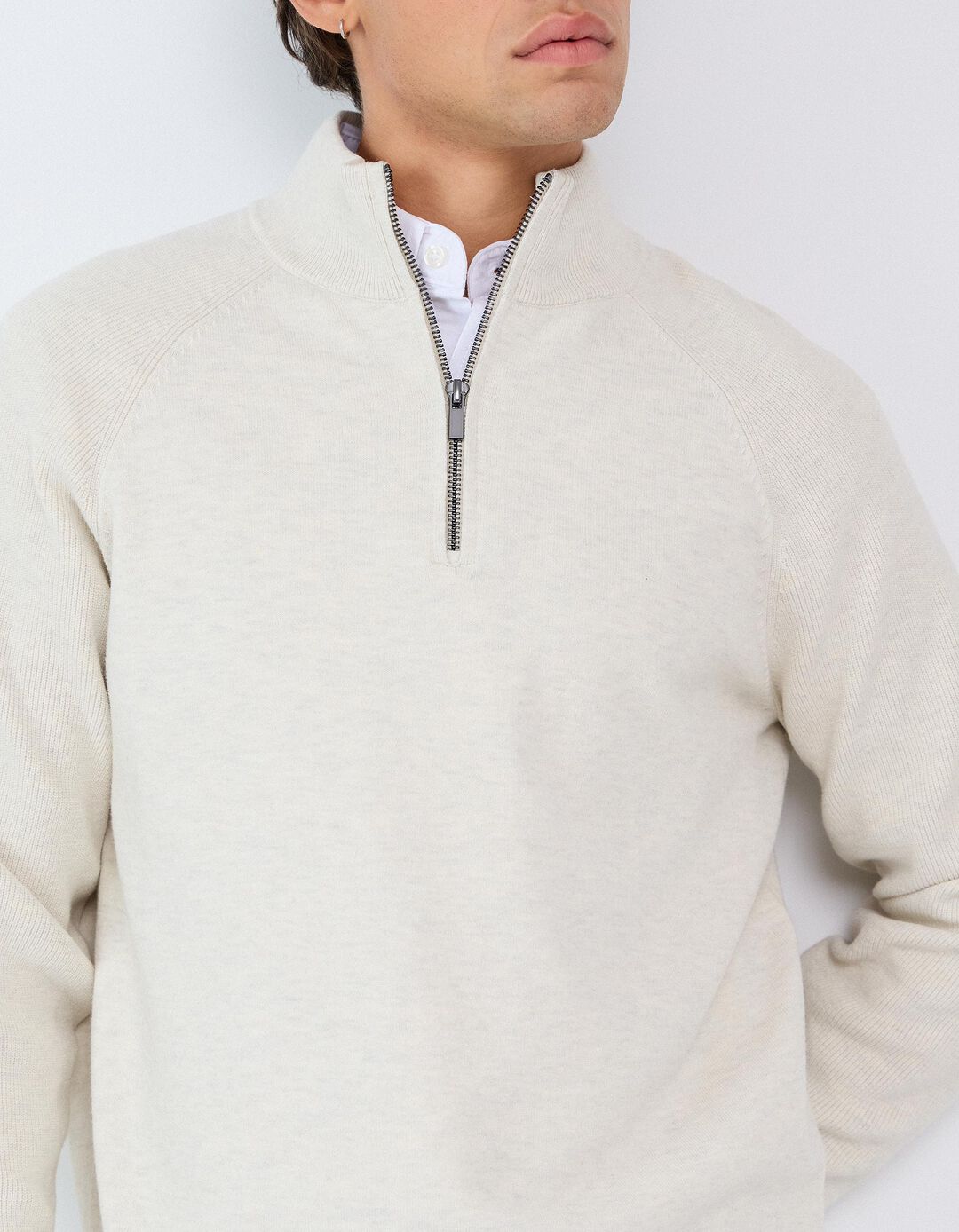 Sweatshirt De Malha, Homem, Bege Claro