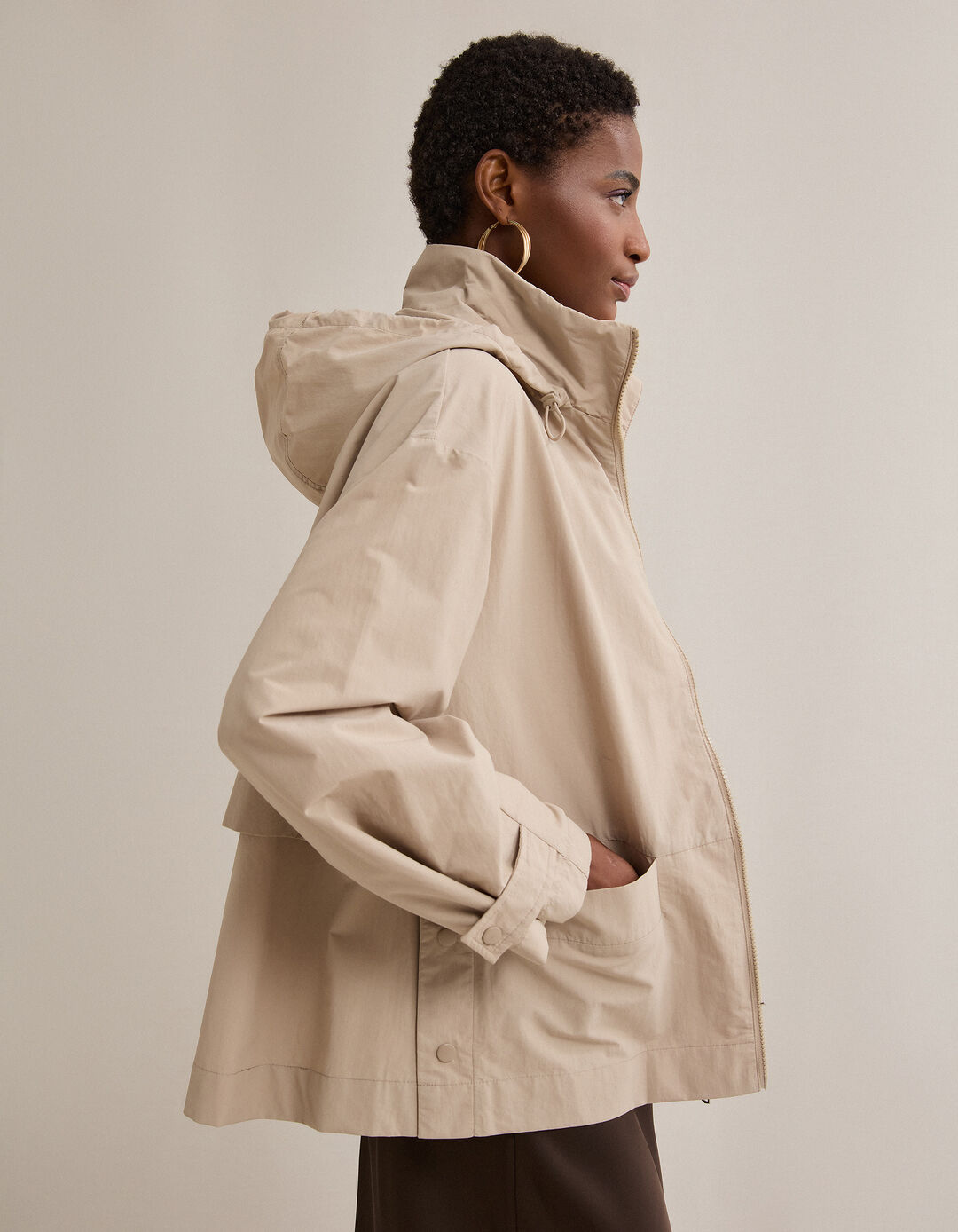 Parka Curta, Mulher, Bege