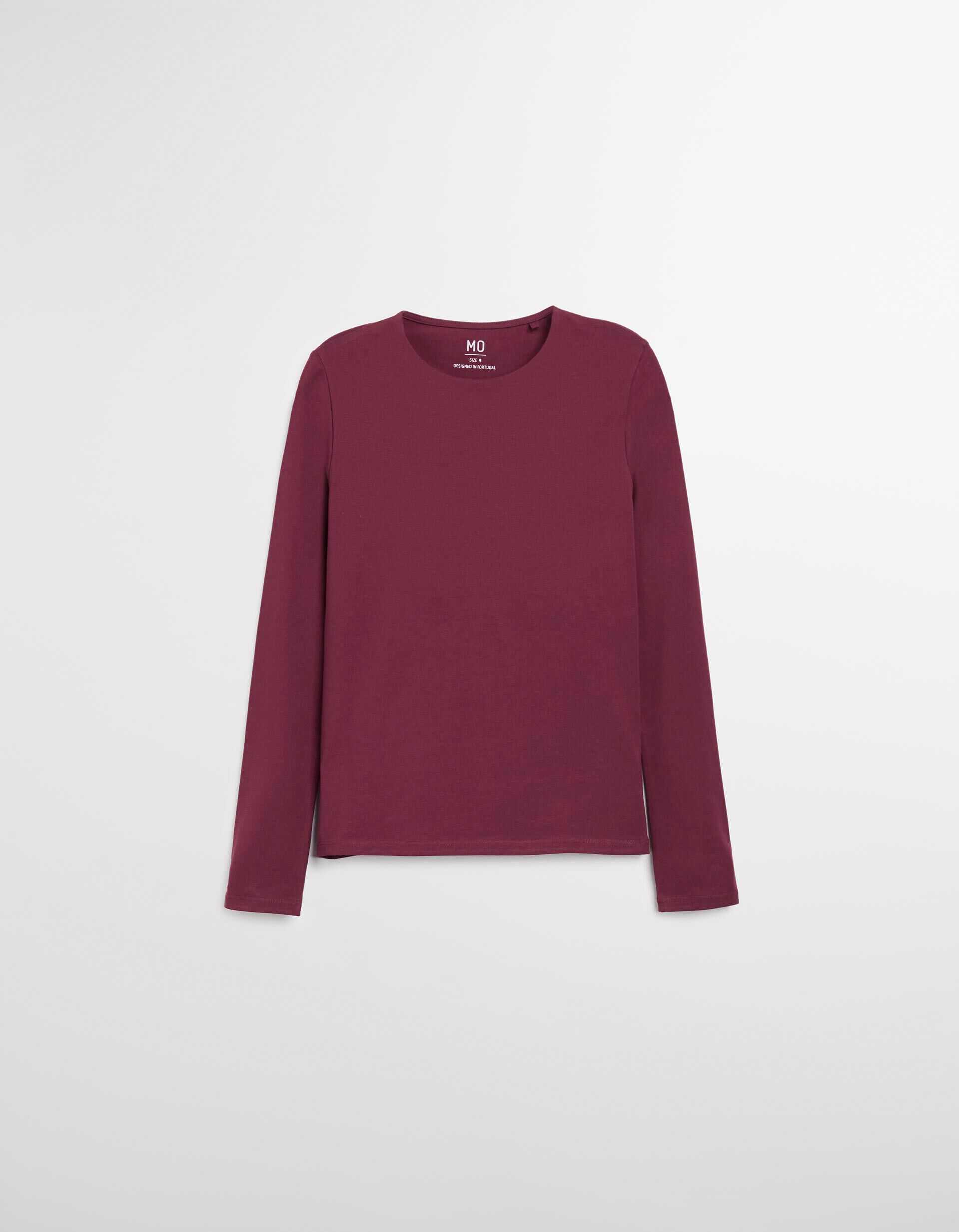 Comprar Online T-shirt de Manga Comprida, Mulher, Vermelho Escuro