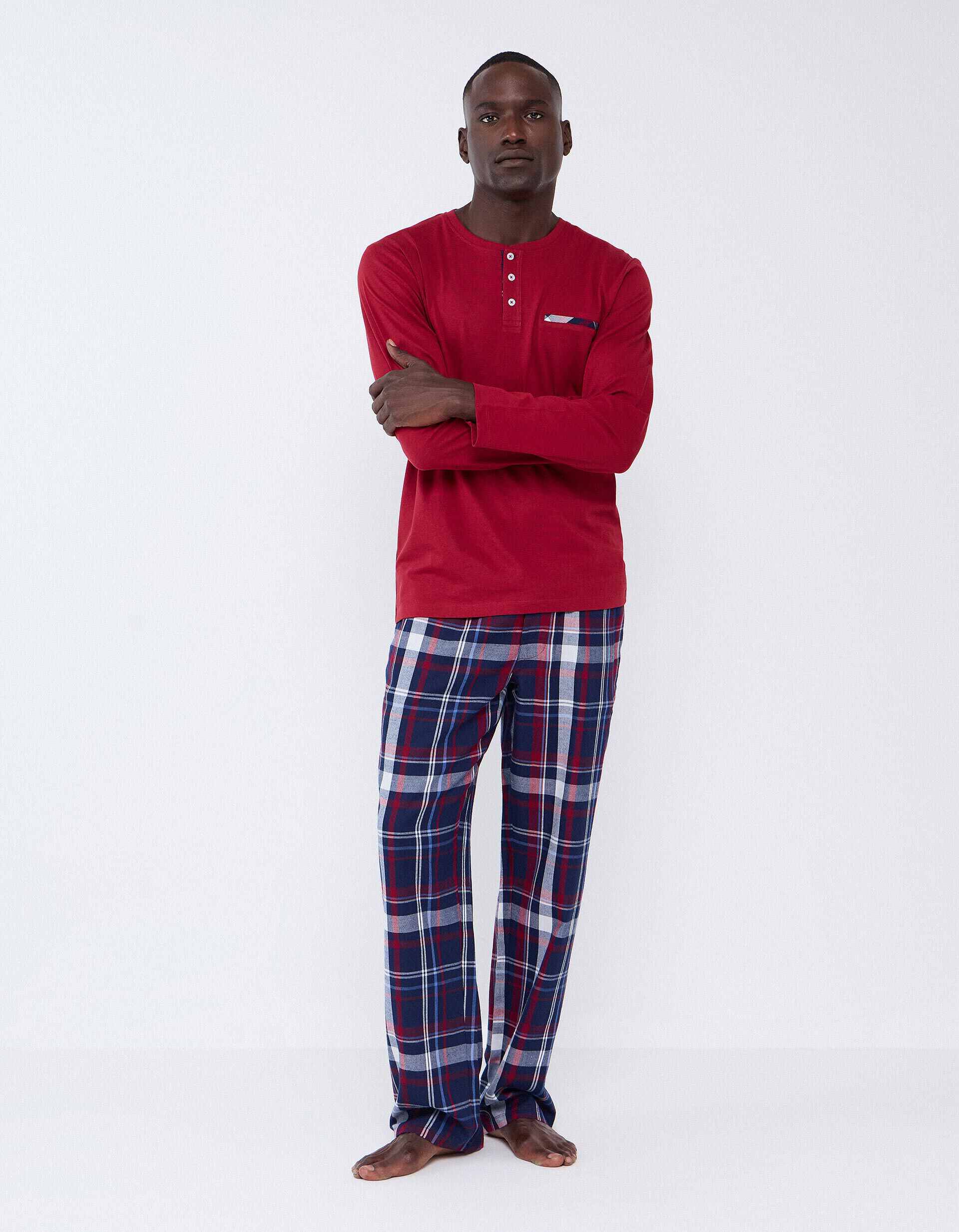 Comprar Online Pijama Xadrez, Homem, Vermelho Escuro