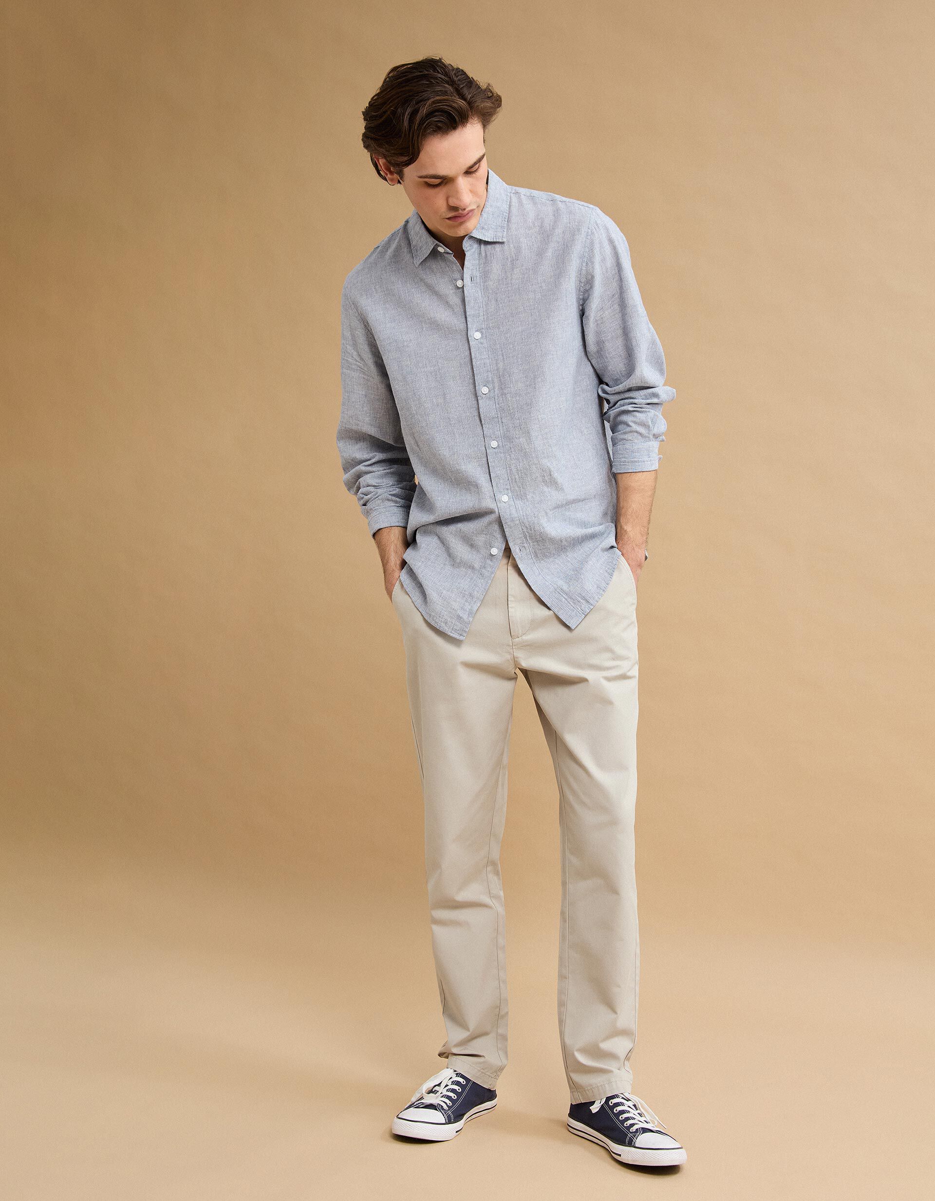 Comprar Online Cal&ccedil;as 'Tapered Fit', Homem, Bege Claro