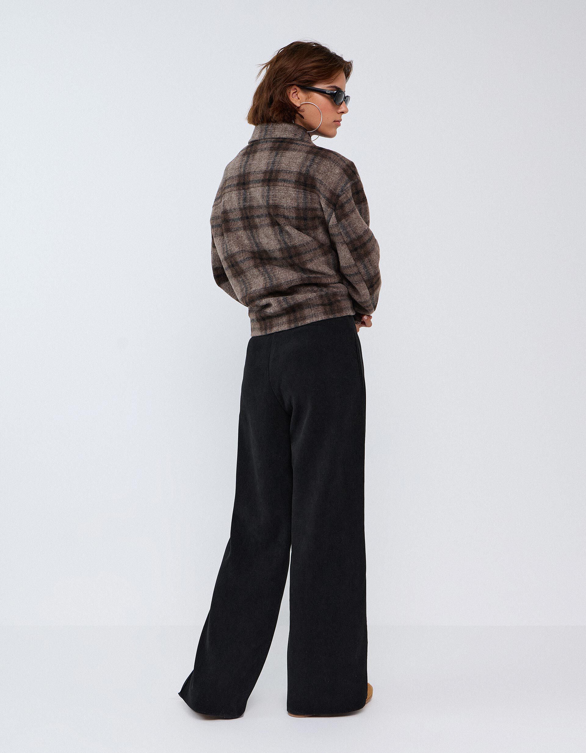 Comprar Online Cal&ccedil;as De Malha Interlock Wide Leg, Mulher, Preto