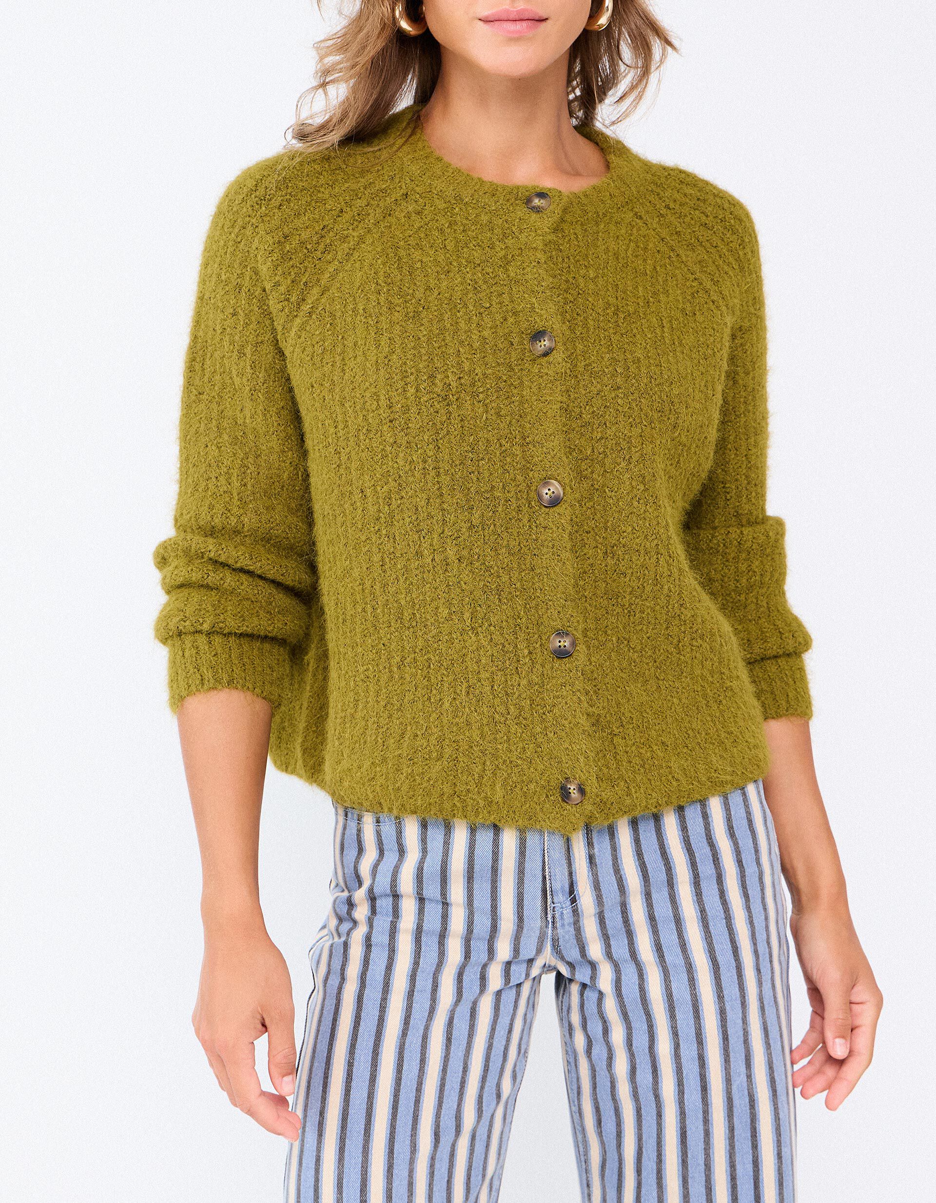 Comprar Online Casaco De Malha Com L&atilde;, Mulher, Verde