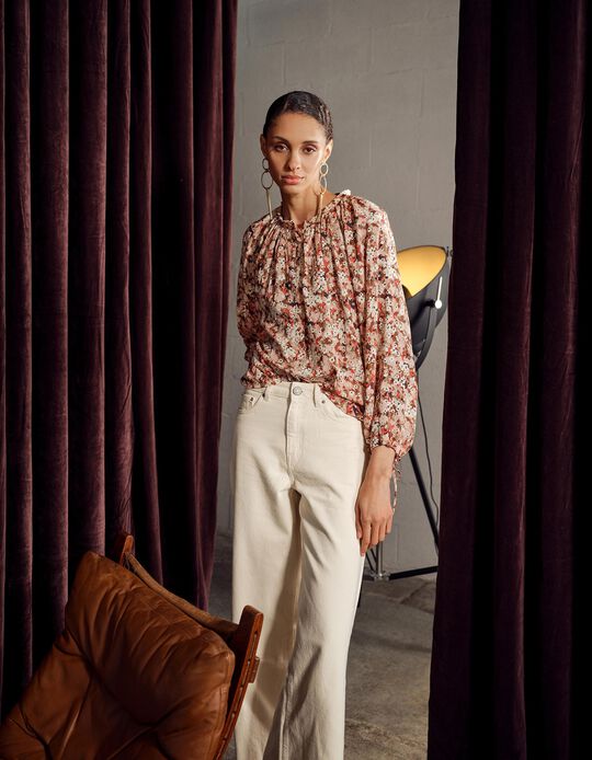 Comprar Online Cal&ccedil;as de Ganga Wide Leg, Mulher, Cru