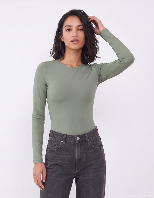 Comprar Online Body De Manga Comprida, Mulher, Verde 