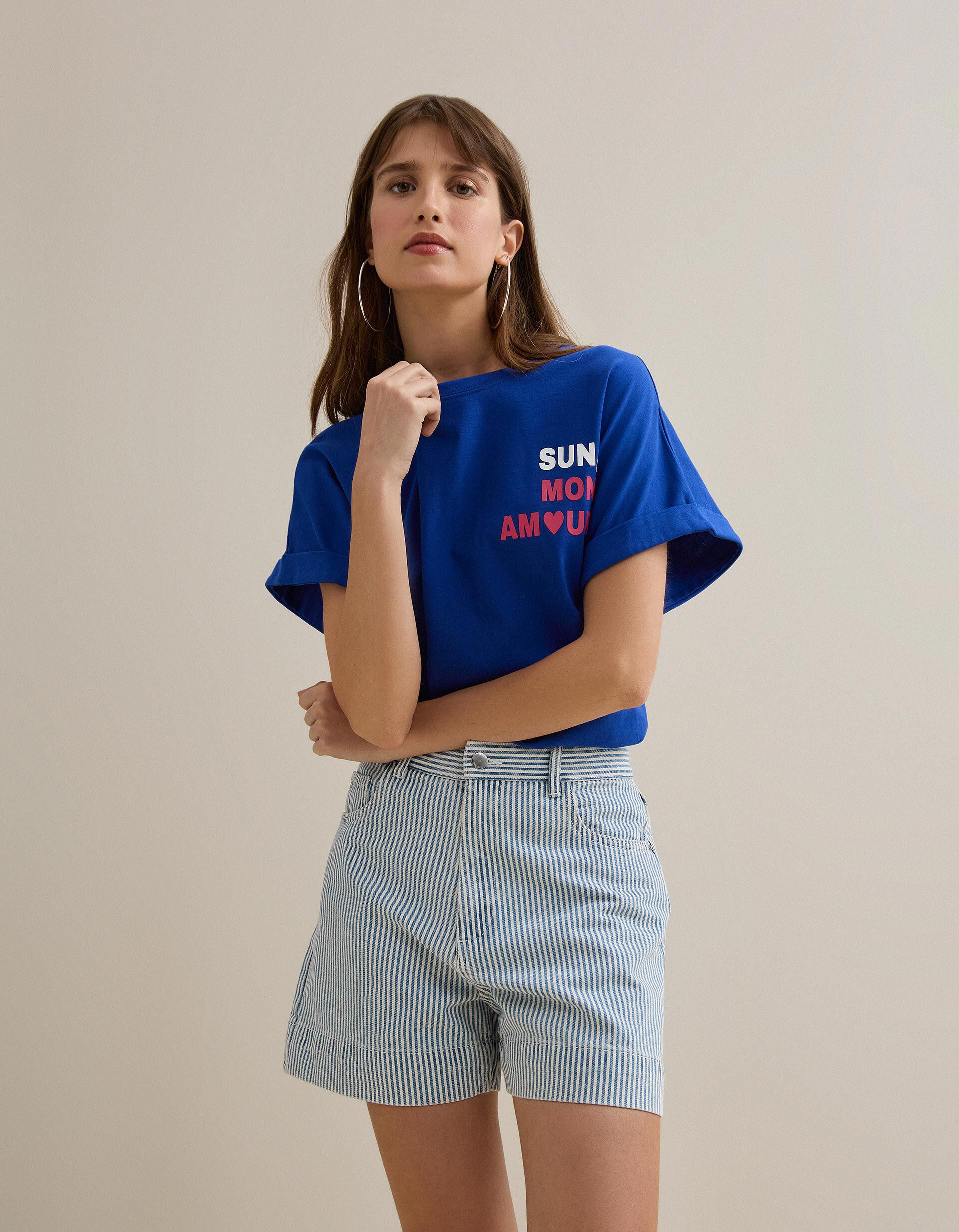 Comprar Online T-shirt com Estampado, Mulher, Azul