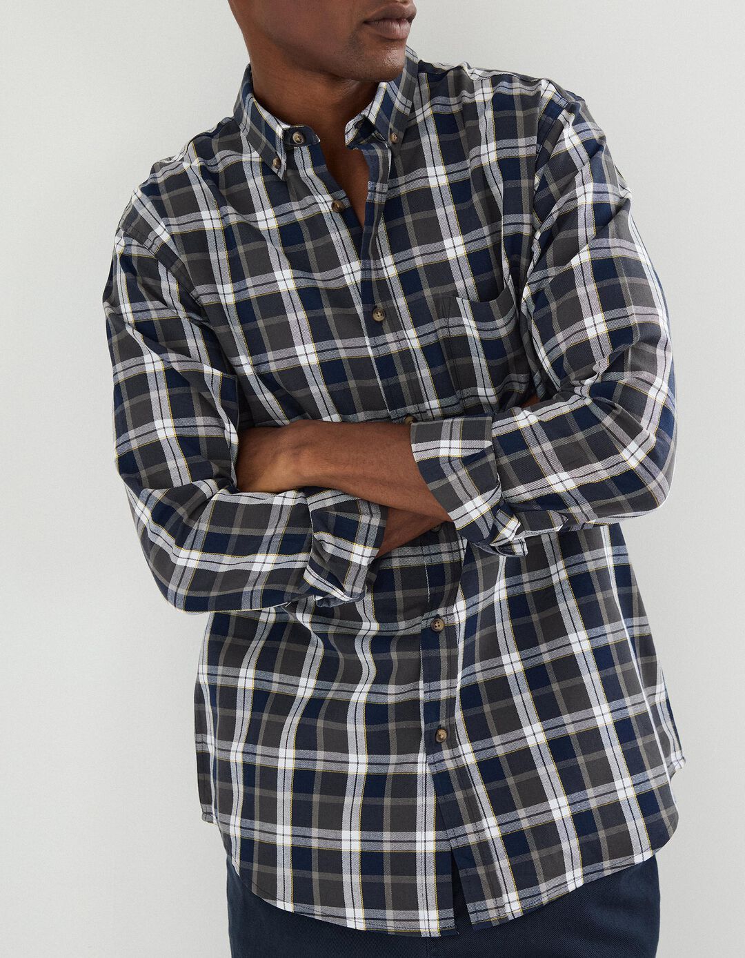 Camisa de Xadrez, Homem, Cinzento