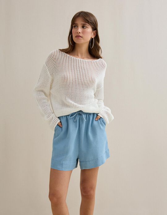 Comprar Online Camisola de Malha Crochet, Mulher, Branco