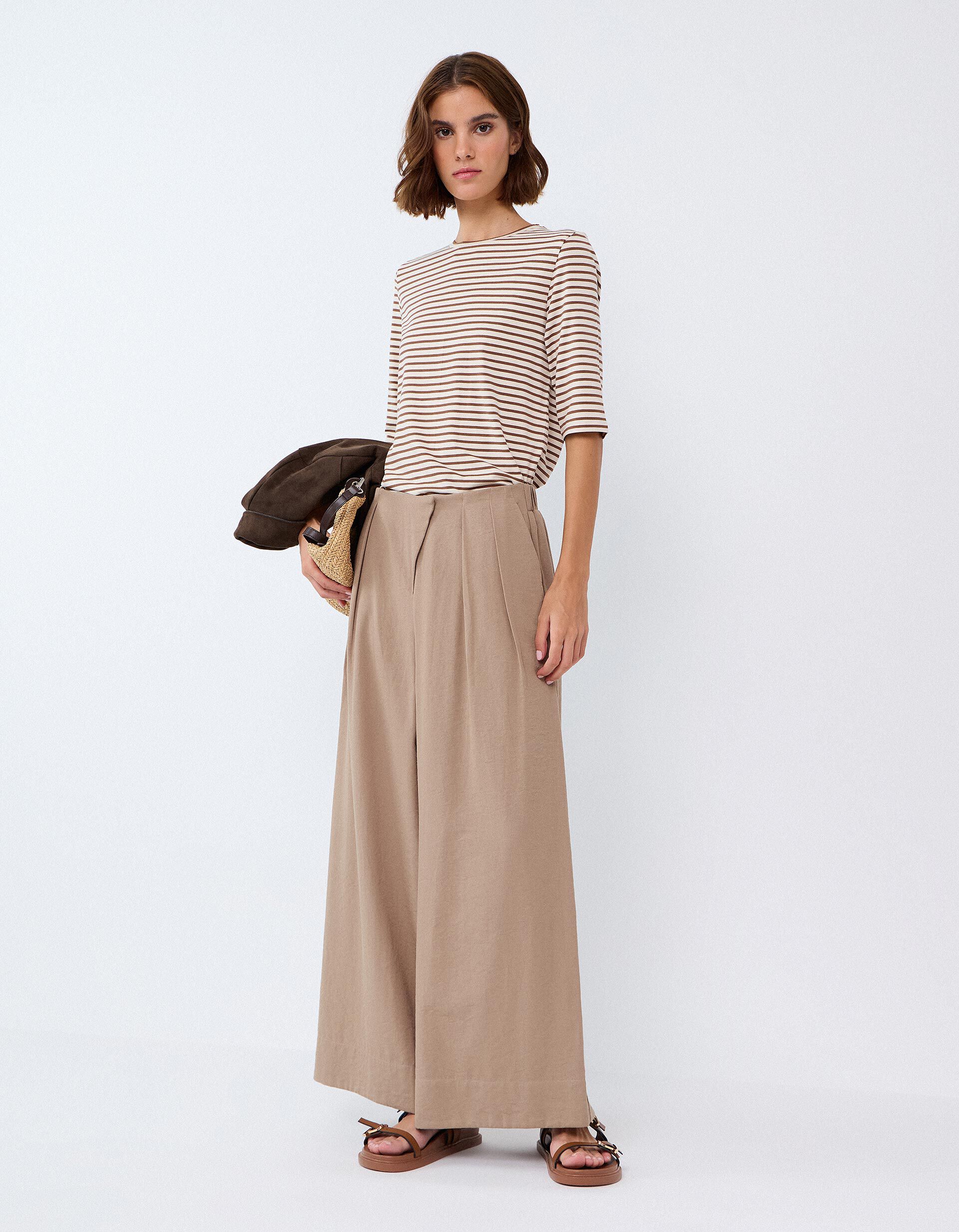 Comprar Online Cal&ccedil;as Wide Leg, Mulher, Bege Escuro