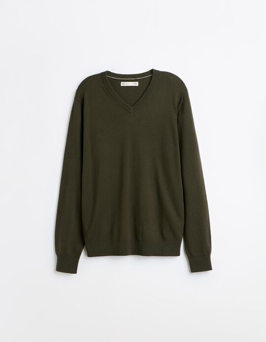 Comprar Online Camisola Com Caxemira, Homem, Verde Escuro
