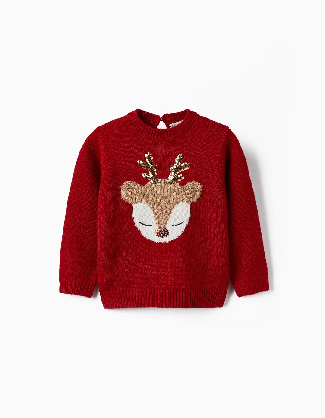 Knitted Jumper for Baby Girls 'Reindeer', Red