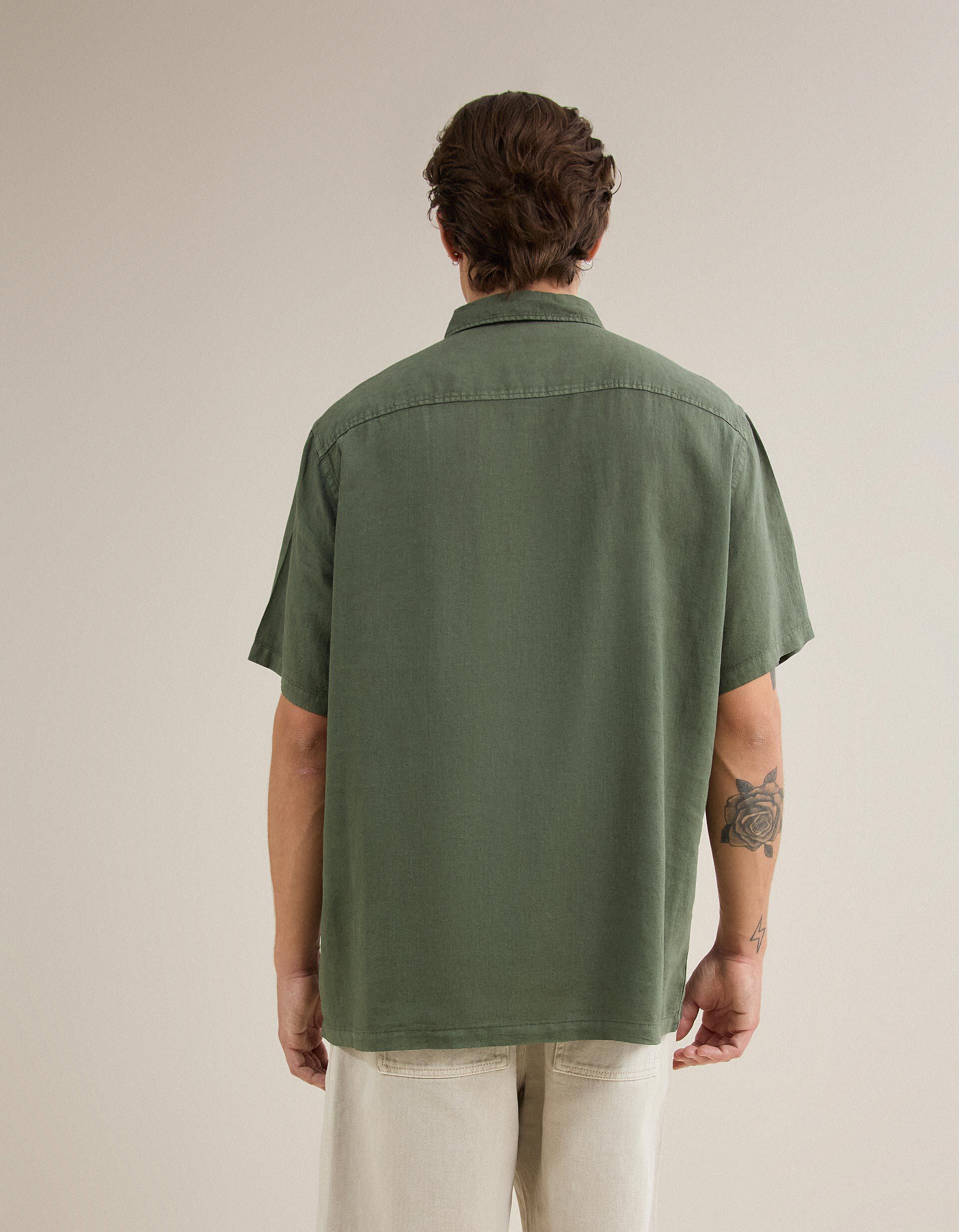 Comprar Online Camisa Com Linho, Homem, Verde Escuro