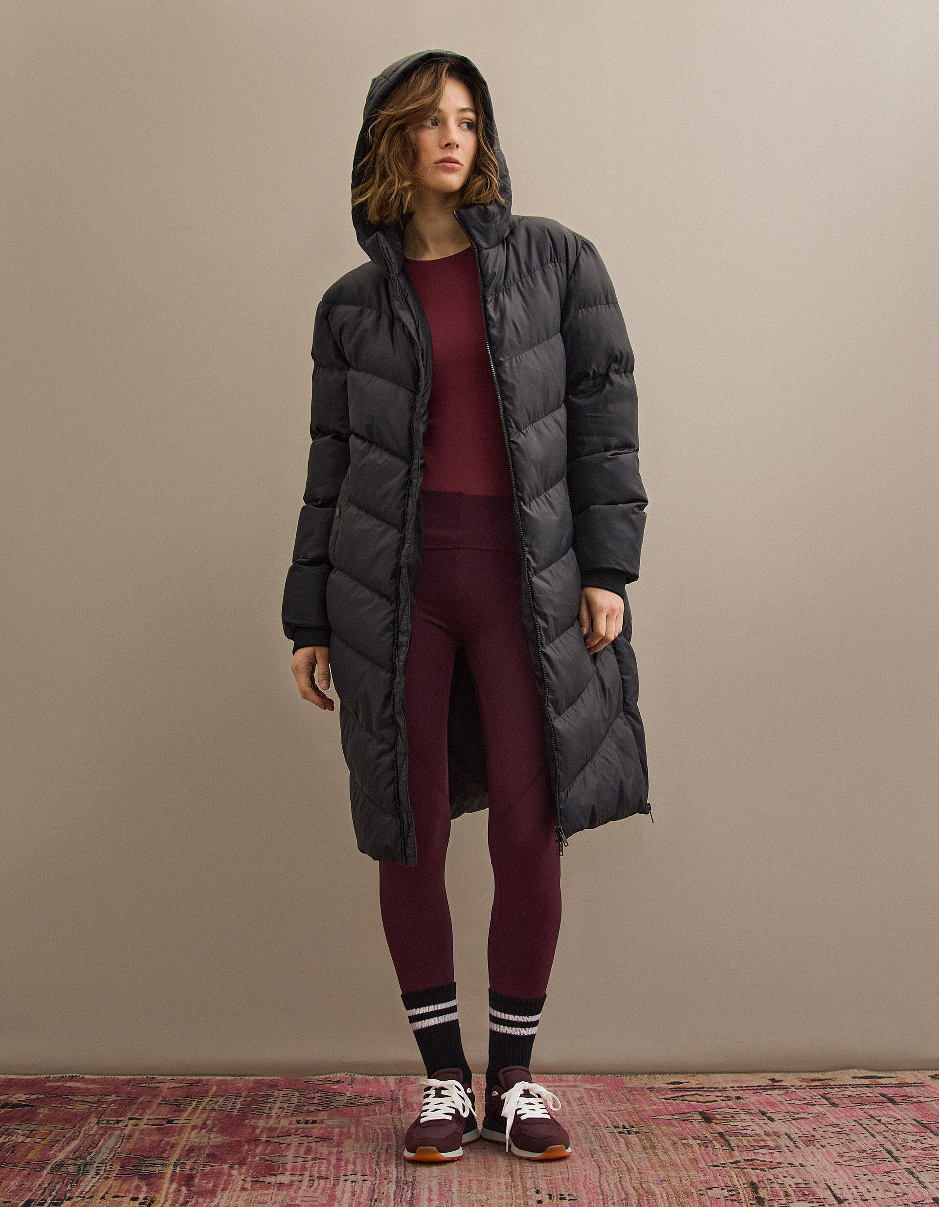 Comprar Online Casaco Acolchoado Comprido, Mulher, Preto