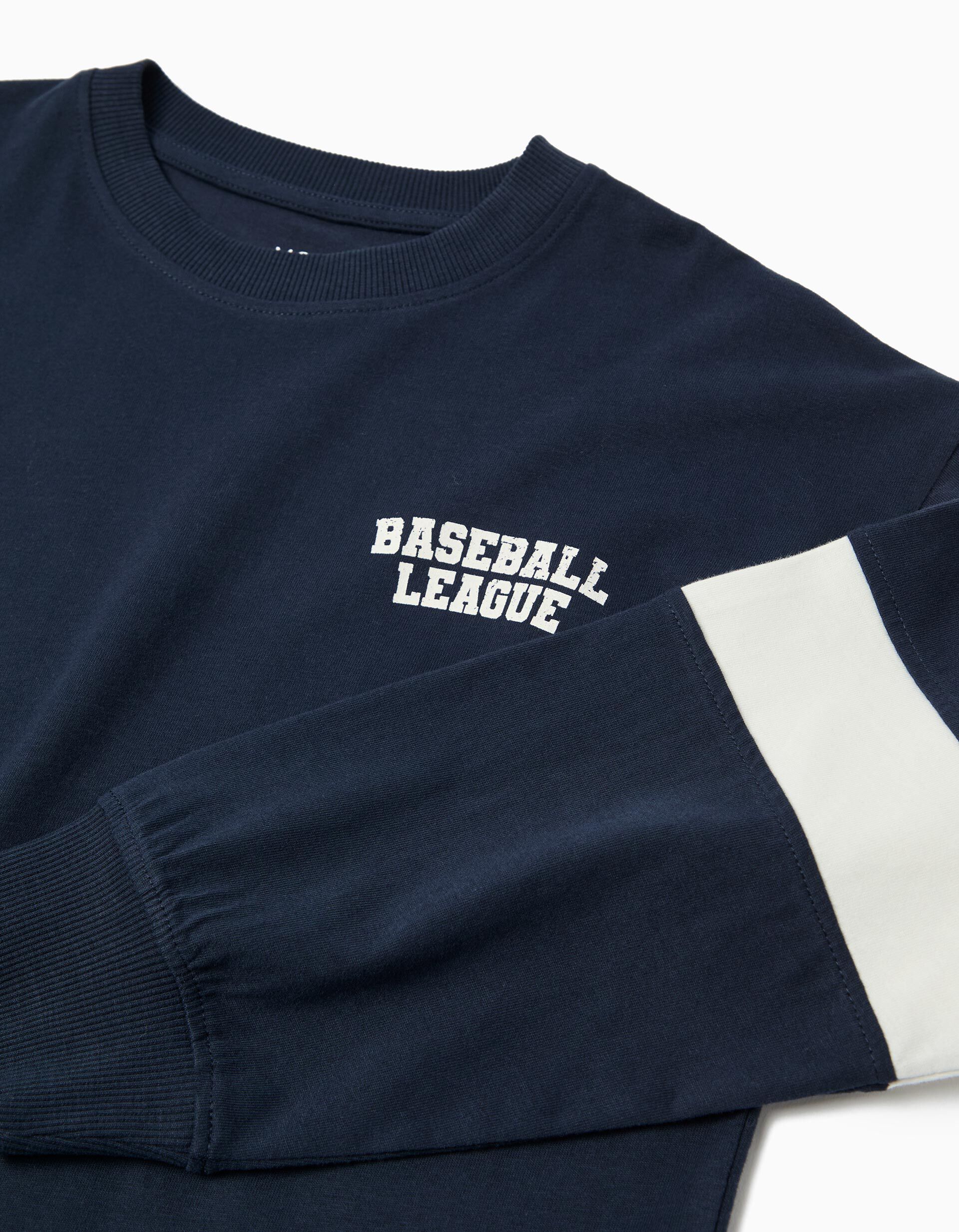 Comprar Online T-shirt de Manga Comprida, Menino, Azul Escuro